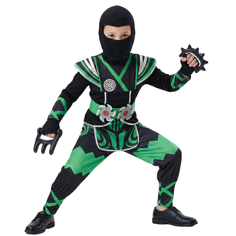 Anime Cosplay Ninja - Kostum Ninja Hijau untuk Anak-anak dengan