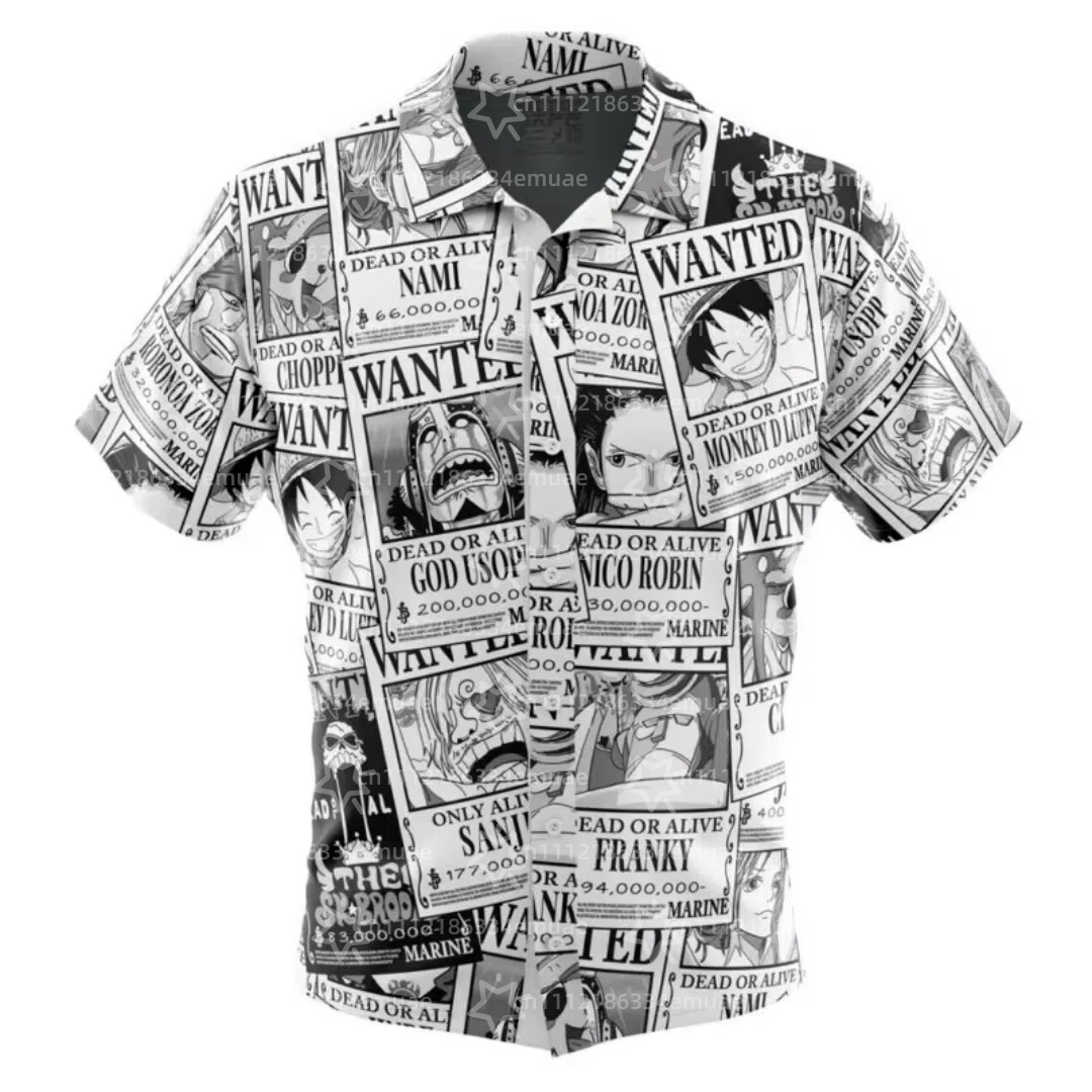 One Piece Straw Hat - Kemeja Hawaii Aloha Strawhat Wanted One