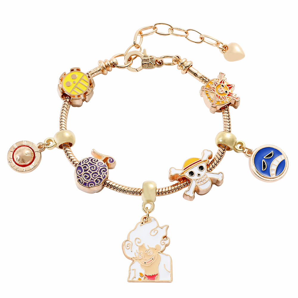 One Piece Straw Hat - Gelang anime, figurin, rantai manik bajak